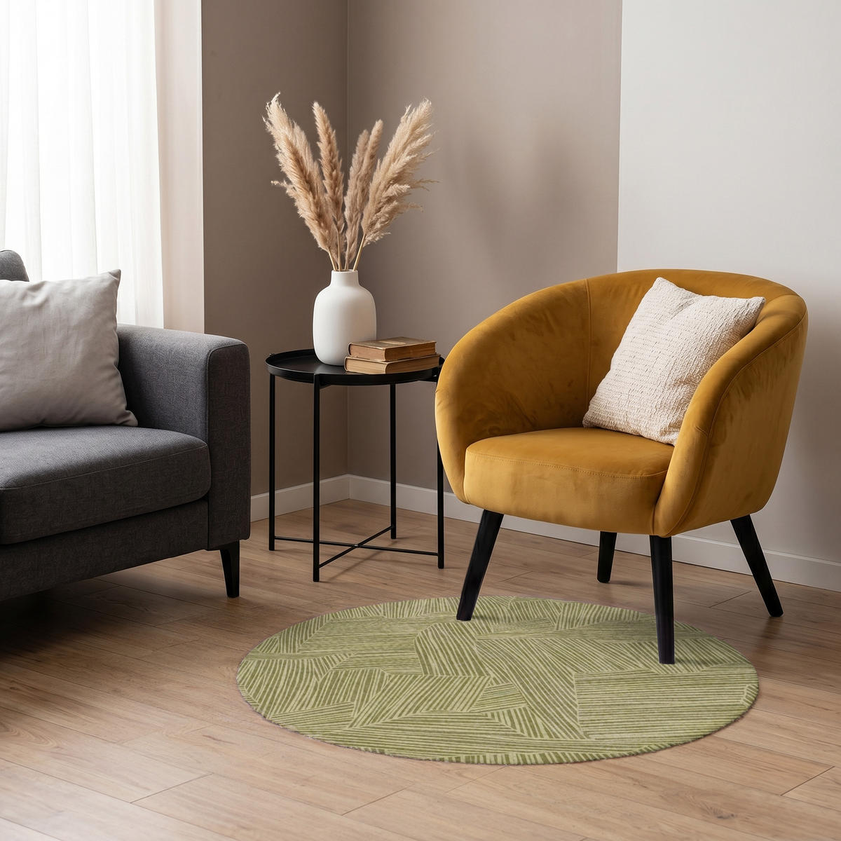 TEPPICH - Abstrakt - Modern - Grün - 90x90 cm - Olivgrün, Kunststoff/Textil (90/0.4cm) - OnlyWow