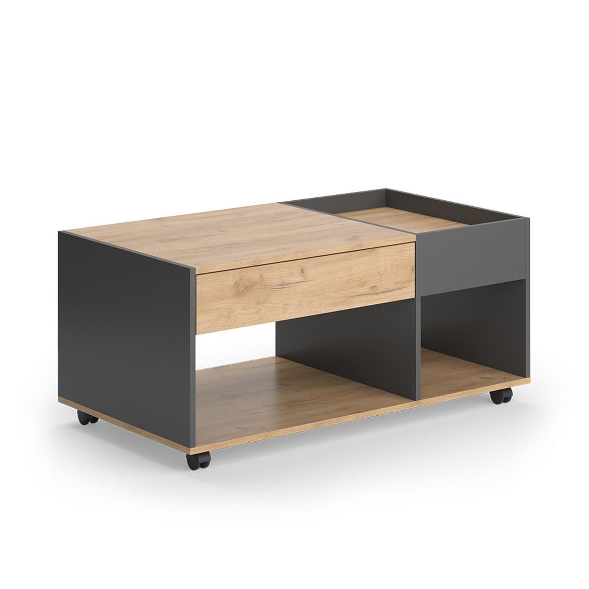 COUCHTISCH Maik Goldkraft Eiche/Anthrazit 110 x 60 cm mit Schublade - Anthrazit/Eiche Wotan, Holzwerkstoff (60/110/49.5cm) - Vicco
