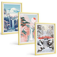 BILDER SET 3er Set - 40x60 cm Goldrahmen - Berglandschaften, Wasserfälle - Goldfarben, Kunststoff (40/60cm) - TULUP