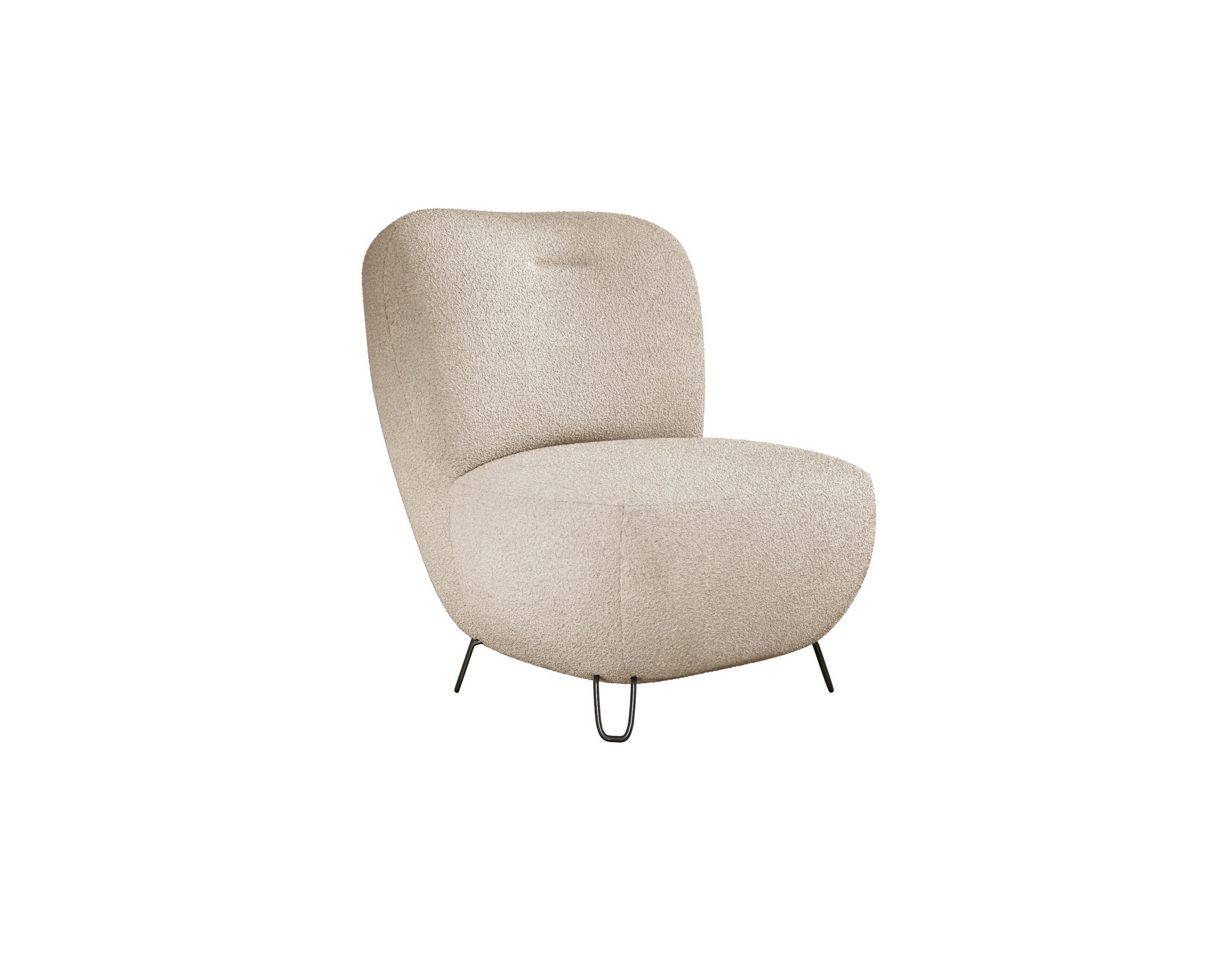 SESSEL LUIS, Skandinavischer Stil – Freistehend, 82×56×82 cm, PULVERWEISS - Sandfarben/Schwarz, Holz/Textil (82/82/66cm) - DomoHome