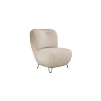SESSEL LUIS, Skandinavischer Stil – Freistehend, 82×56×82 cm, PULVERWEISS - Sandfarben/Schwarz, Holz/Textil (82/82/66cm) - DomoHome