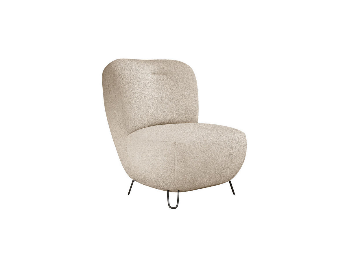 SESSEL LUIS, Skandinavischer Stil – Freistehend, 82×56×82 cm, PULVERWEISS - Sandfarben/Schwarz, Holz/Textil (82/82/66cm) - DomoHome