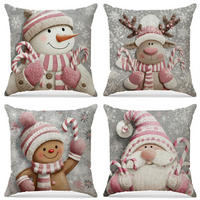 KISSENBEZUG – Weihnachtskissenbezug (Kissenfüllung nicht enthalten) – 45 x 45 cm – Pink(vier Stück) - Pink, Textil (45/45cm)