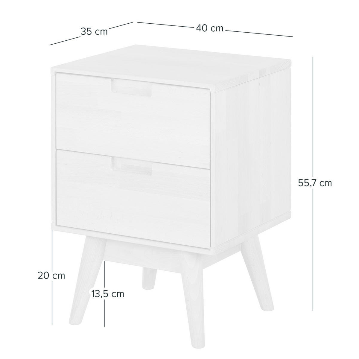 NACHTKOMMODE - Buche massiv - Buchefarben, Holz/Buchenholz (40/56/35cm) - home24
