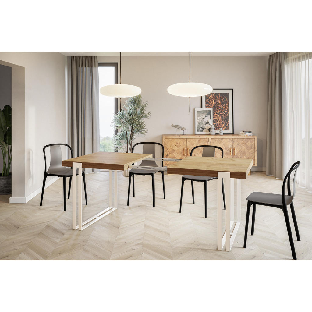 Thumbnail - Alpi-Möbel Esszimmertisch, Braun, Weiß, Holzwerkstoff, Rechteckig, U-Form, 90x77x160 cm, Esszimmer, Tische, Esstische