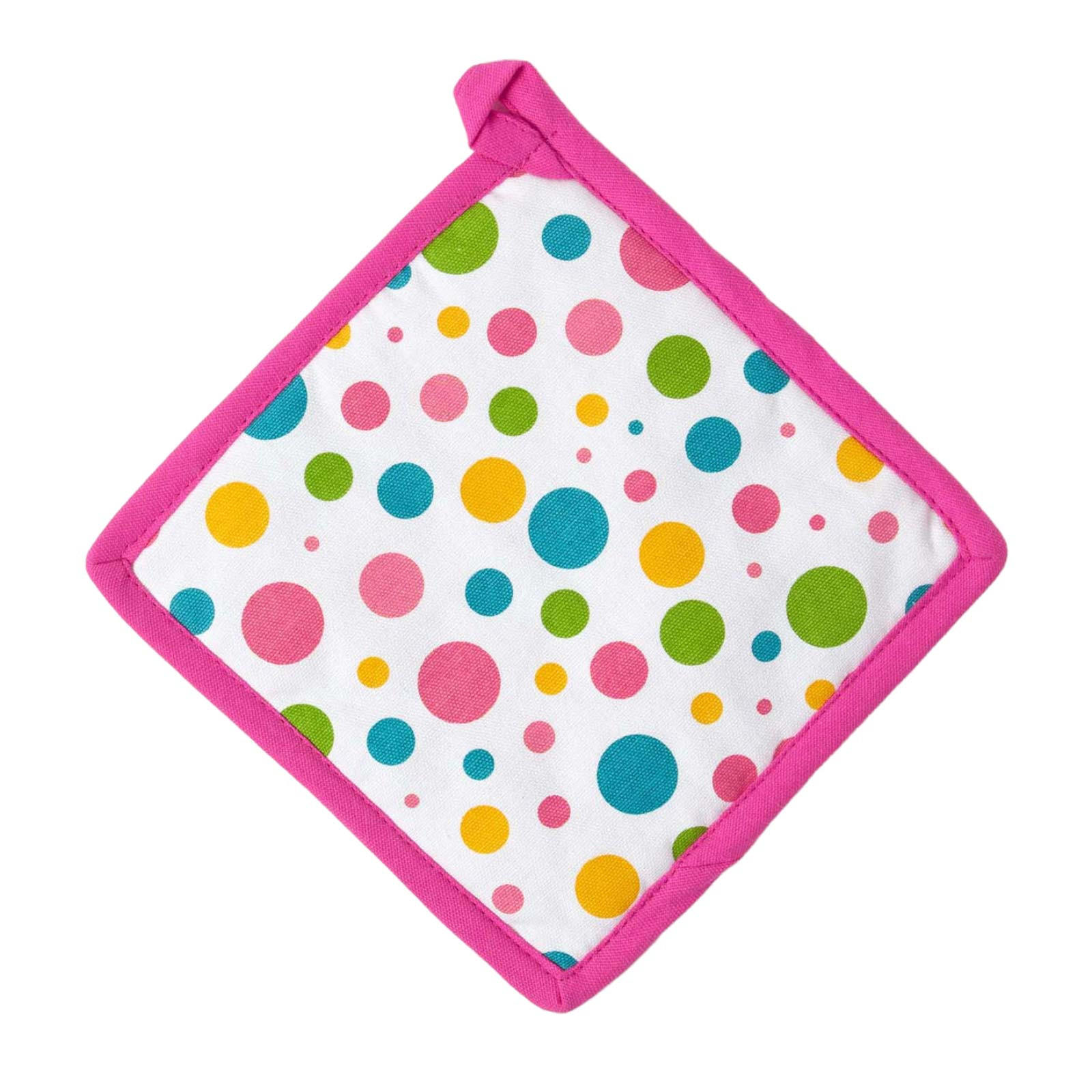 TOPFLAPPEN Bunte Punkte 20/20 cm, Baumwolle wattiert - Pink, Textil (20/20cm) - Homescapes