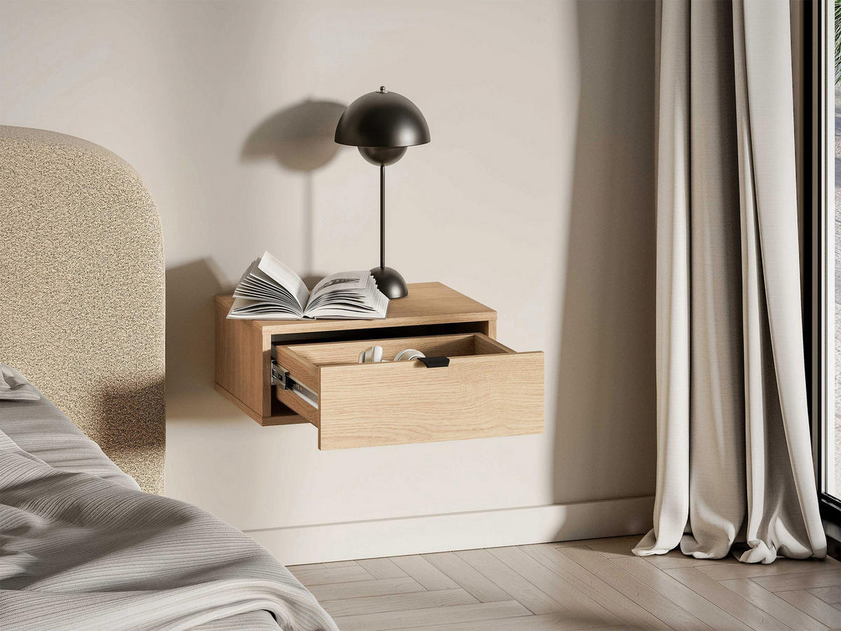 NACHTTISCH HEGGERS Eiche Mavelie 45 cm - Eichefarben/Beige, Holzwerkstoff/Metall (45/18/33cm) - Selsey