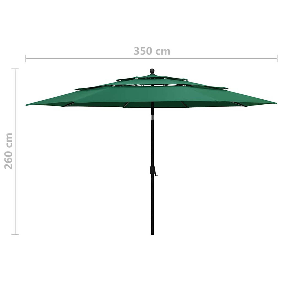 SONNENSCHIRM Mit Aluminium-Mast 3-Lagig Grün 3,5 M - Grün, Textil (350/350cm) - vidaXL