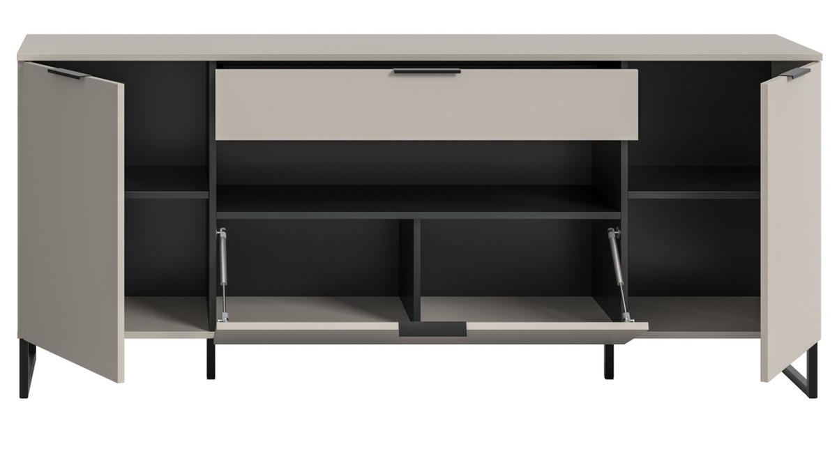 TV-LOWBOARD Kaschmir, schwarz 185 x 80 cm, TV Unterteil mit Soft-Close - Kaschmir/Schwarz, Holzwerkstoff/Kunststoff (185/80/41cm) - Inn.Furn