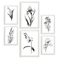 POSTER Set Mit 6 Zarte Blume Größe A3 & A4 Weißer Rahmen - Weiß, Papier (29.7/1cm) - Nacnic