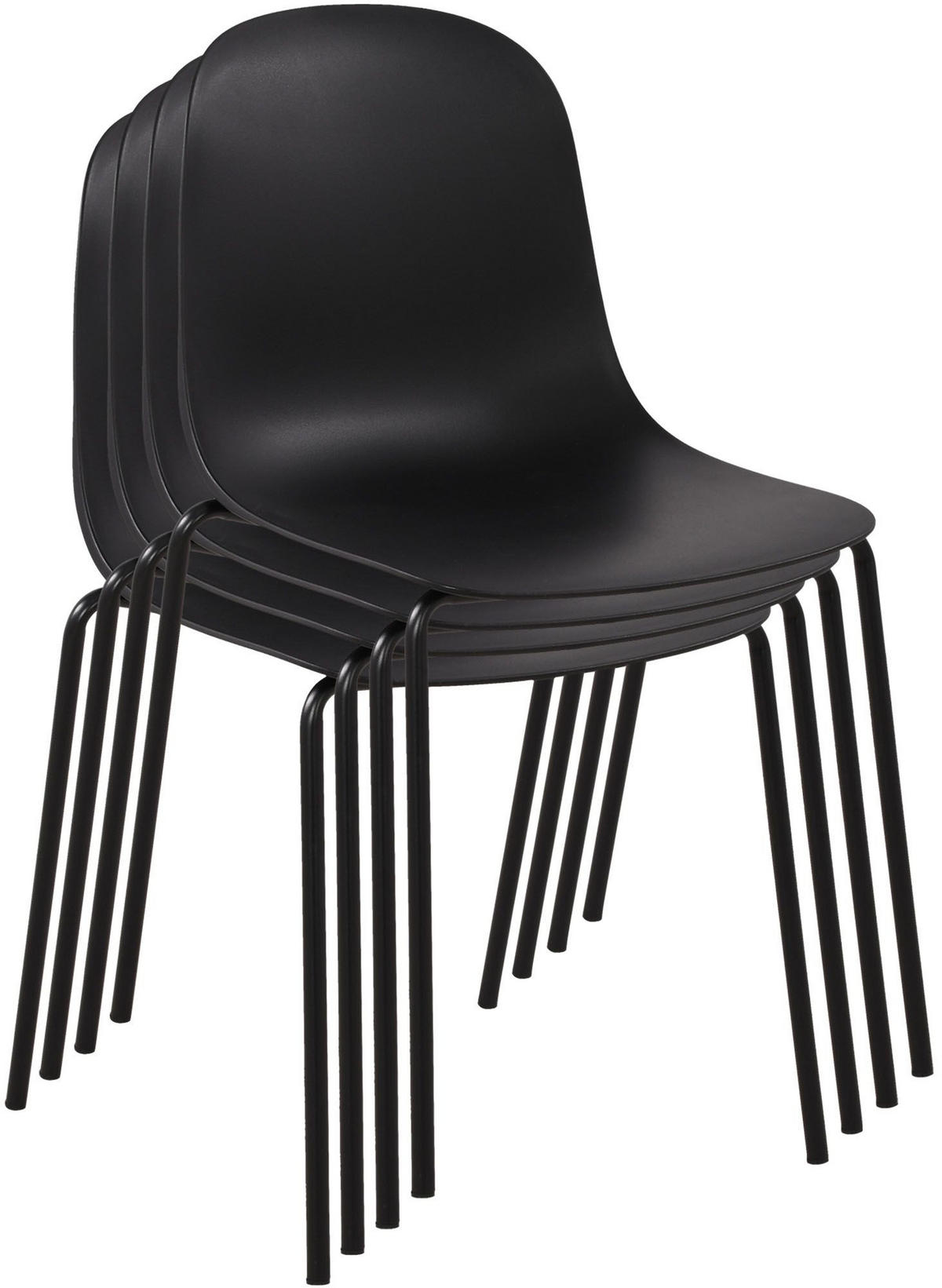 GARTENMÖBEL-SET Ida 4 Stühle 166x162x85cm Kunststoff Schwarz Balkonset - Schwarz, Kunststoff - DELUKE