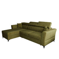 ECKSOFA L Form Ribella Olivgrün 265/180/100 cm Links mit Schlaffunktion - Schwarz/Grün, Textil/Metall (180/265cm) - AX Living