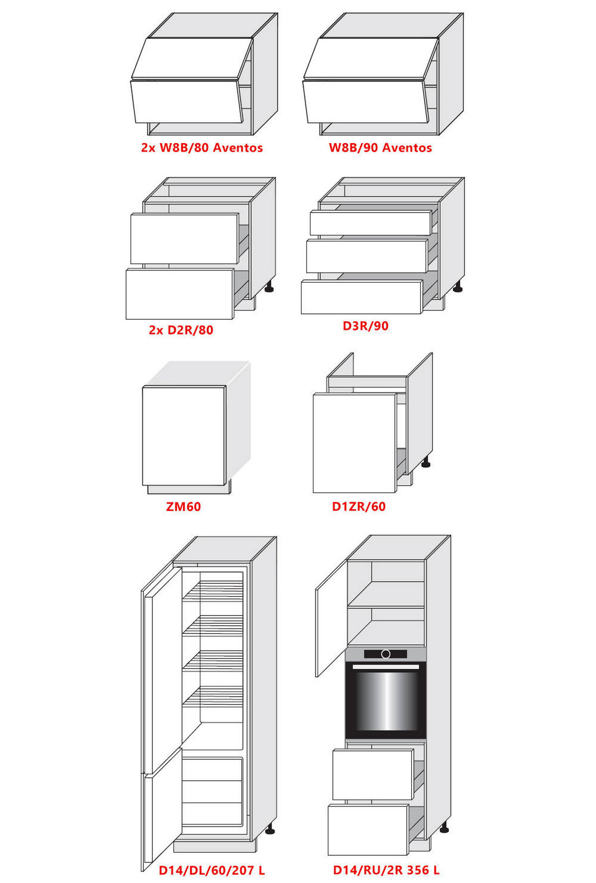 KÜCHENLEERBLOCK Arezzo weiß matt / Halifax Eiche & weiß Acryl Hochglanz 10-teilig - Braun/Weiß, Holzwerkstoff (370/207/59cm) - Feldmann-Wohnen