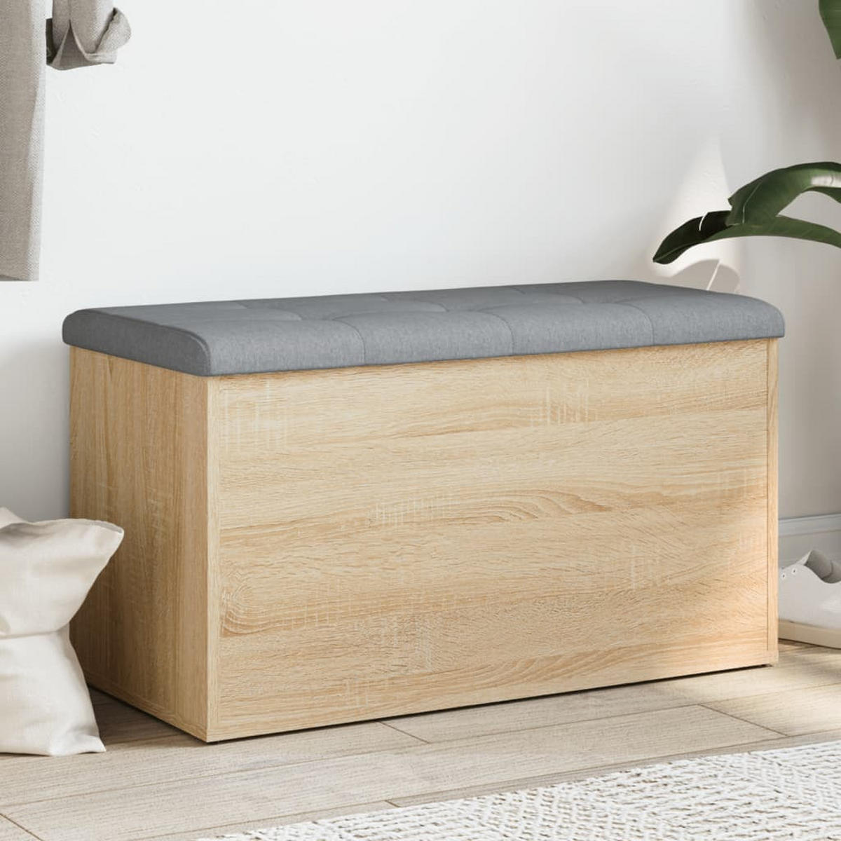 SITZBANK Jona mit Stauraum Sonoma-Eiche 82x42x45 cm - Sonoma Eiche, Holz (82/45/42cm) - DELUKE