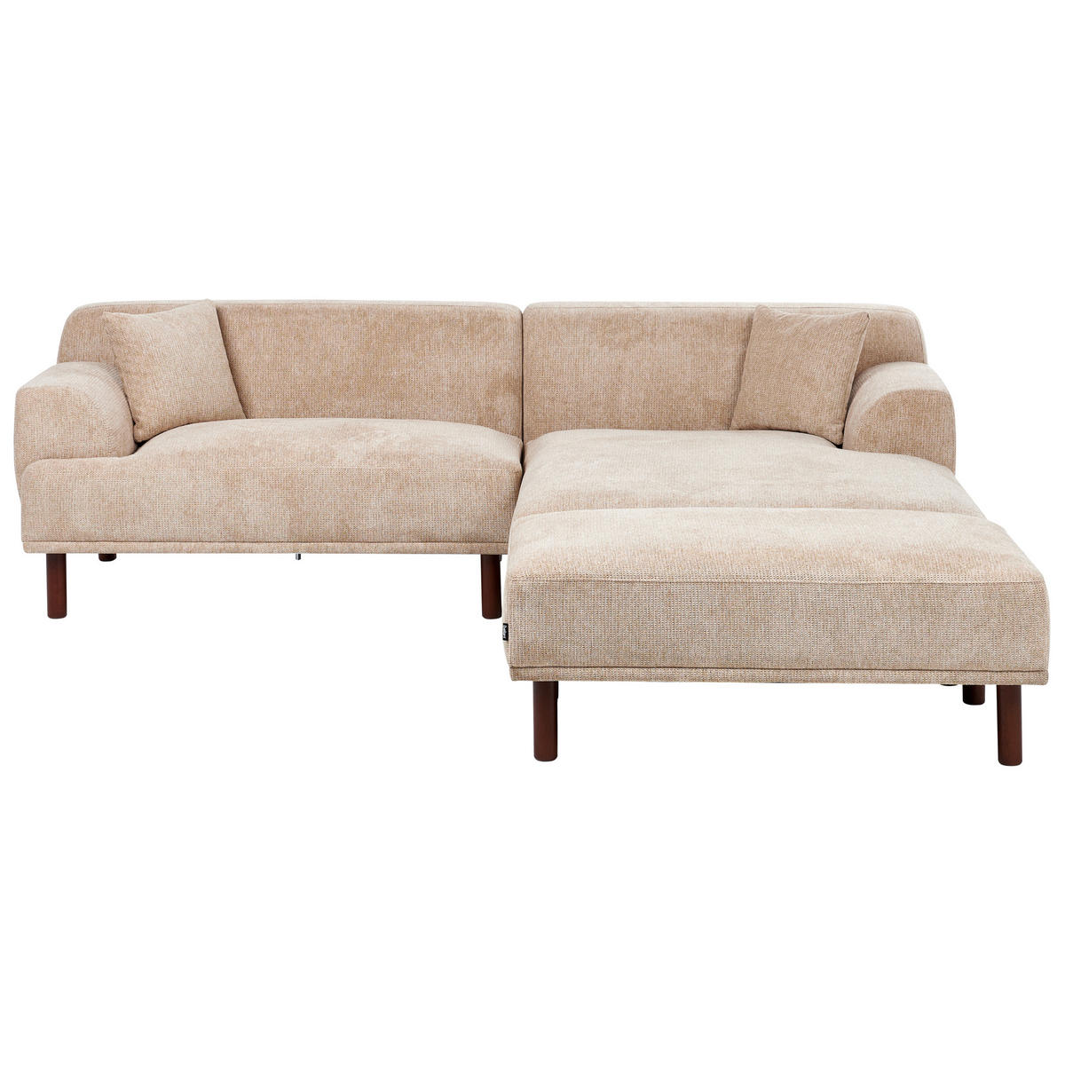ROHOVÁ POHOVKA 3-místná Látka Béžová s otomanem levostranná Holt - béžová, textil (241/159cm) - Beliani