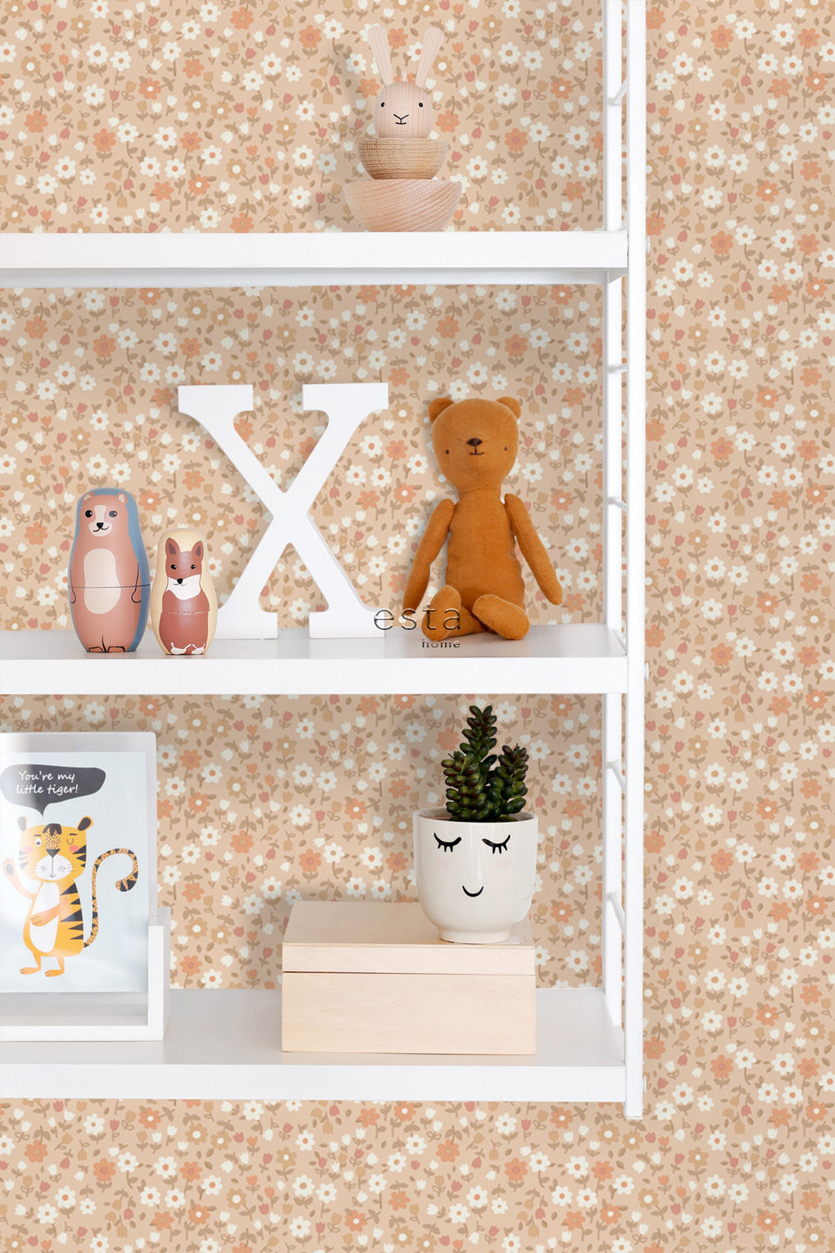TAPETE Blumen 53 cm x 10.05 m - Terracotta, Papier (53/0.1cm) - ESTAhome