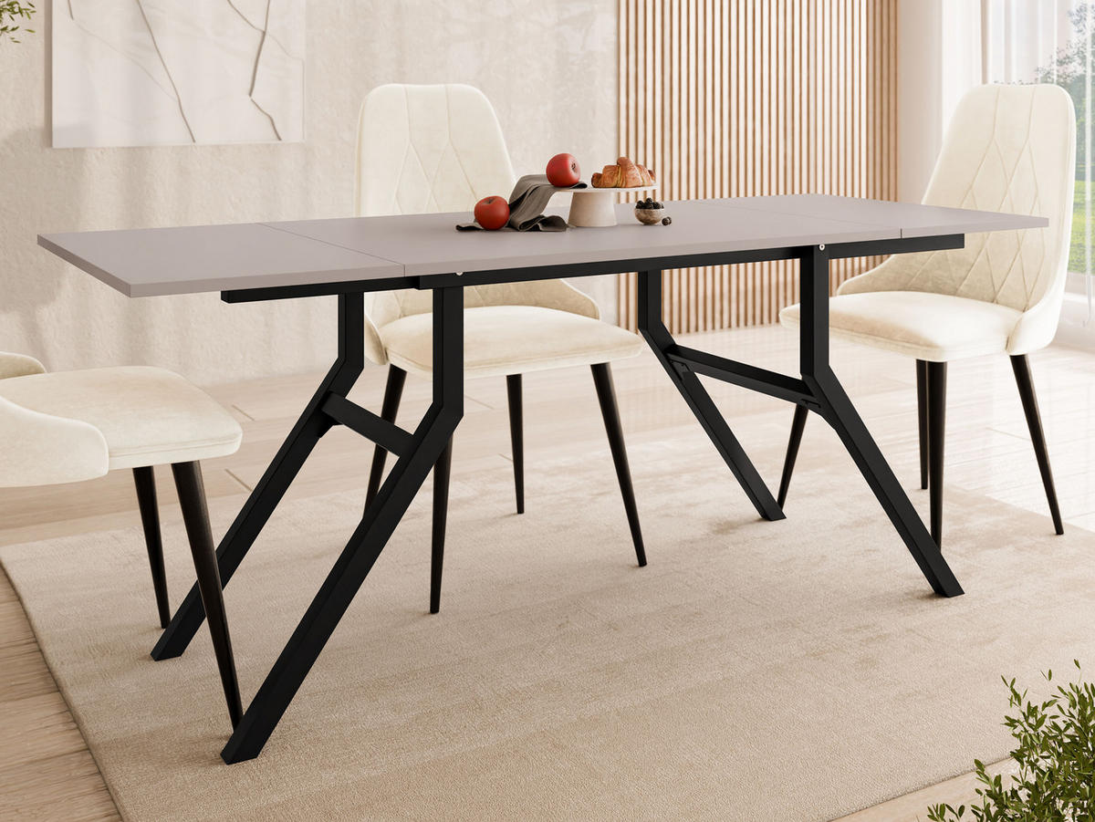 2-IN-1 COUCHTISCH UND ESSTISCH Xena Bis - Kaschmir/Schwarz, Holzwerkstoff/Metall (70/100/45cm) - MIRJAN24