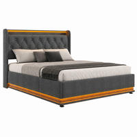 POLSTERBETT mit LED und Stauraum 160x200 cm Leinen Grey - Grau, Metall (160/200cm) - Meubliv