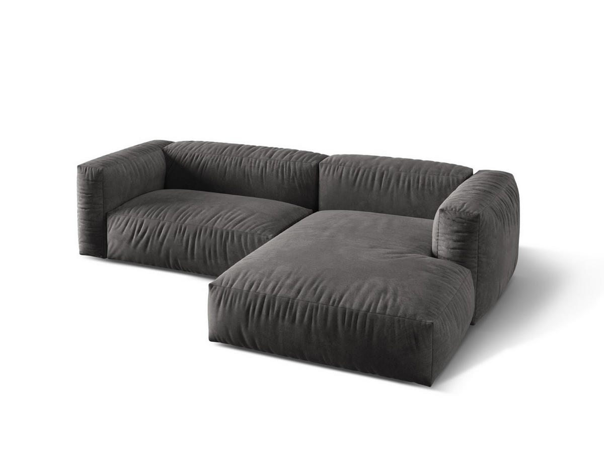ECKSOFA modular rechts Martina aus Samt grau 2 Sitzplätze - Grau, Textil (176/283cm) - Micadoni
