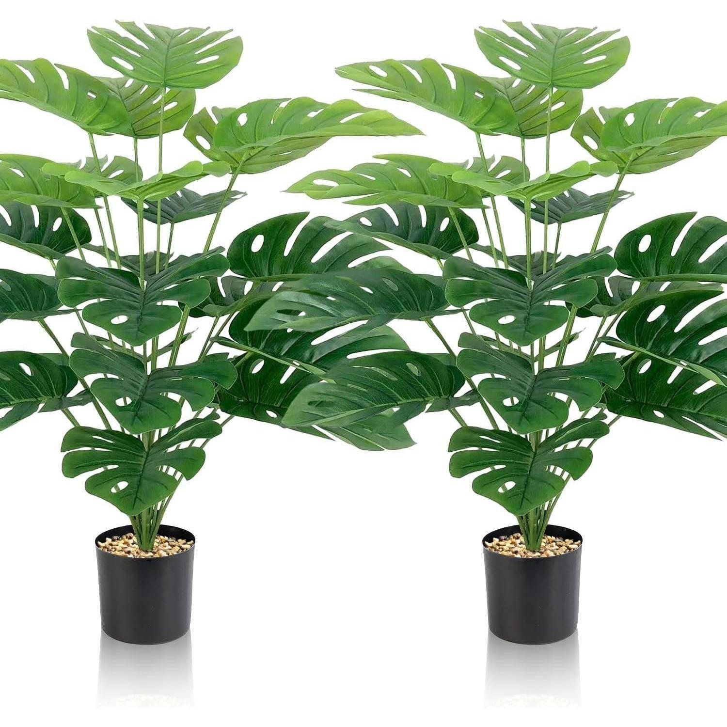 KUNSTPFLANZE Monstera 2-teiliges Set 85 cm - Grün, Kunststoff (15cm)