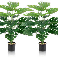 KUNSTPFLANZE Monstera 2-teiliges Set 85 cm - Grün, Kunststoff (15cm)