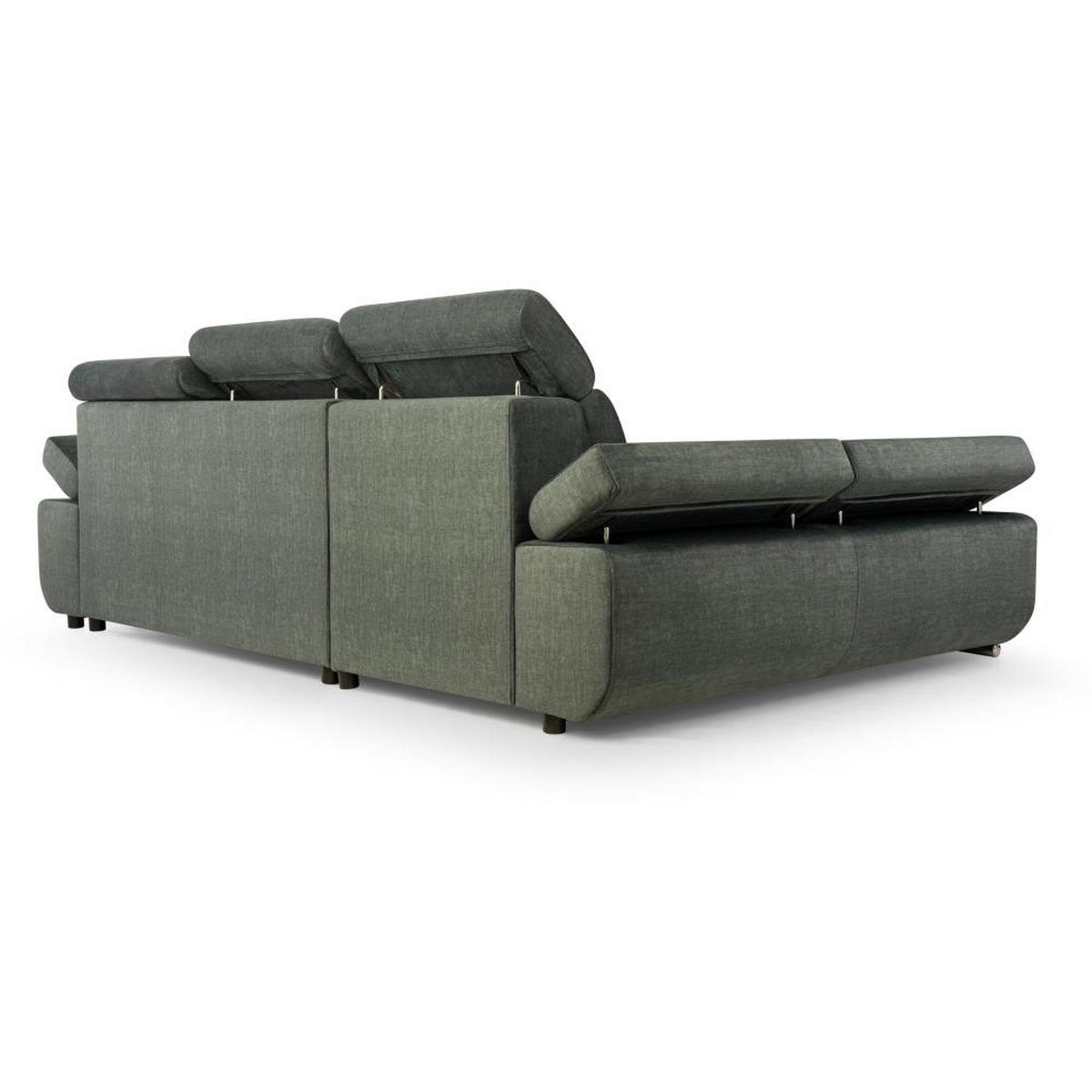 ECKSCHLAFSOFA Bianca dunkelgrau links - Chromfarben/Dunkelgrau, Textil (264/165cm) - Beautysofa