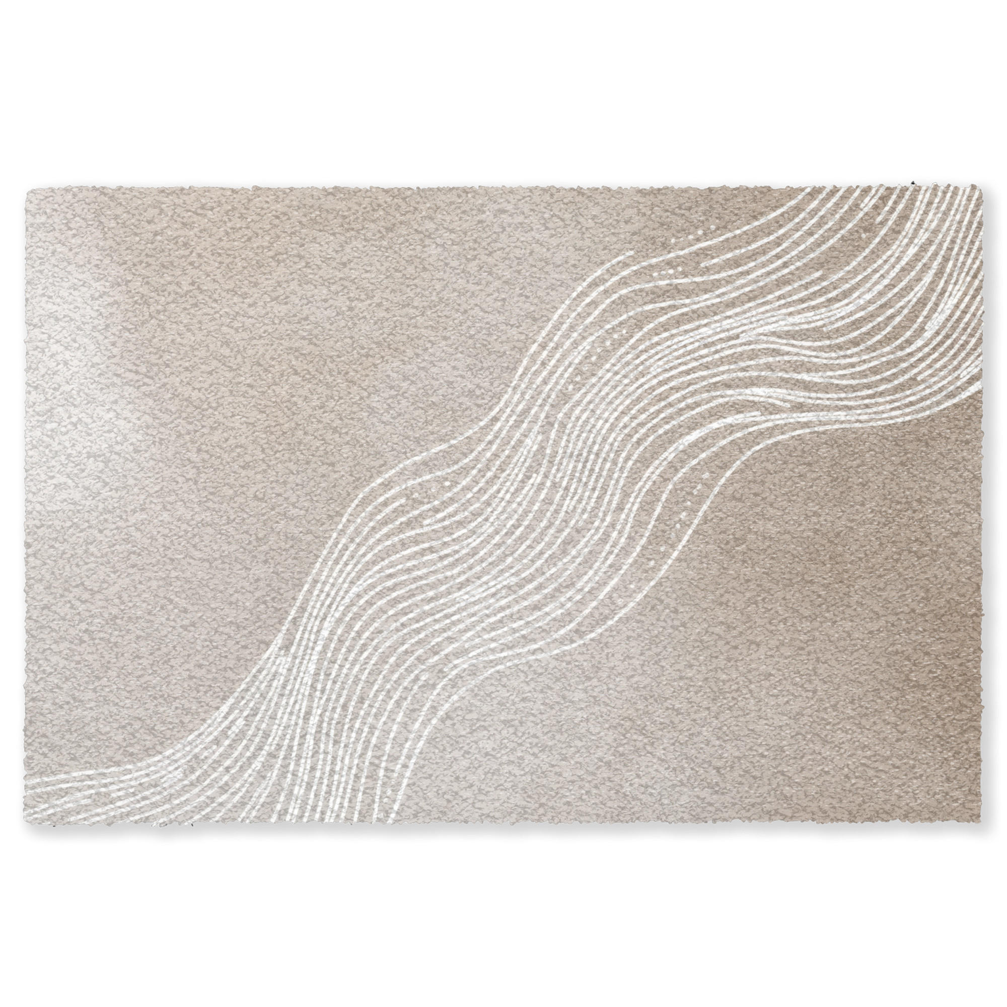 FUSSMATTE Wellenlinien - Fließend - Sandfarben Fußabtreter 180x120 cm - Beige, Kunststoff (180/120cm) - MuchoWow