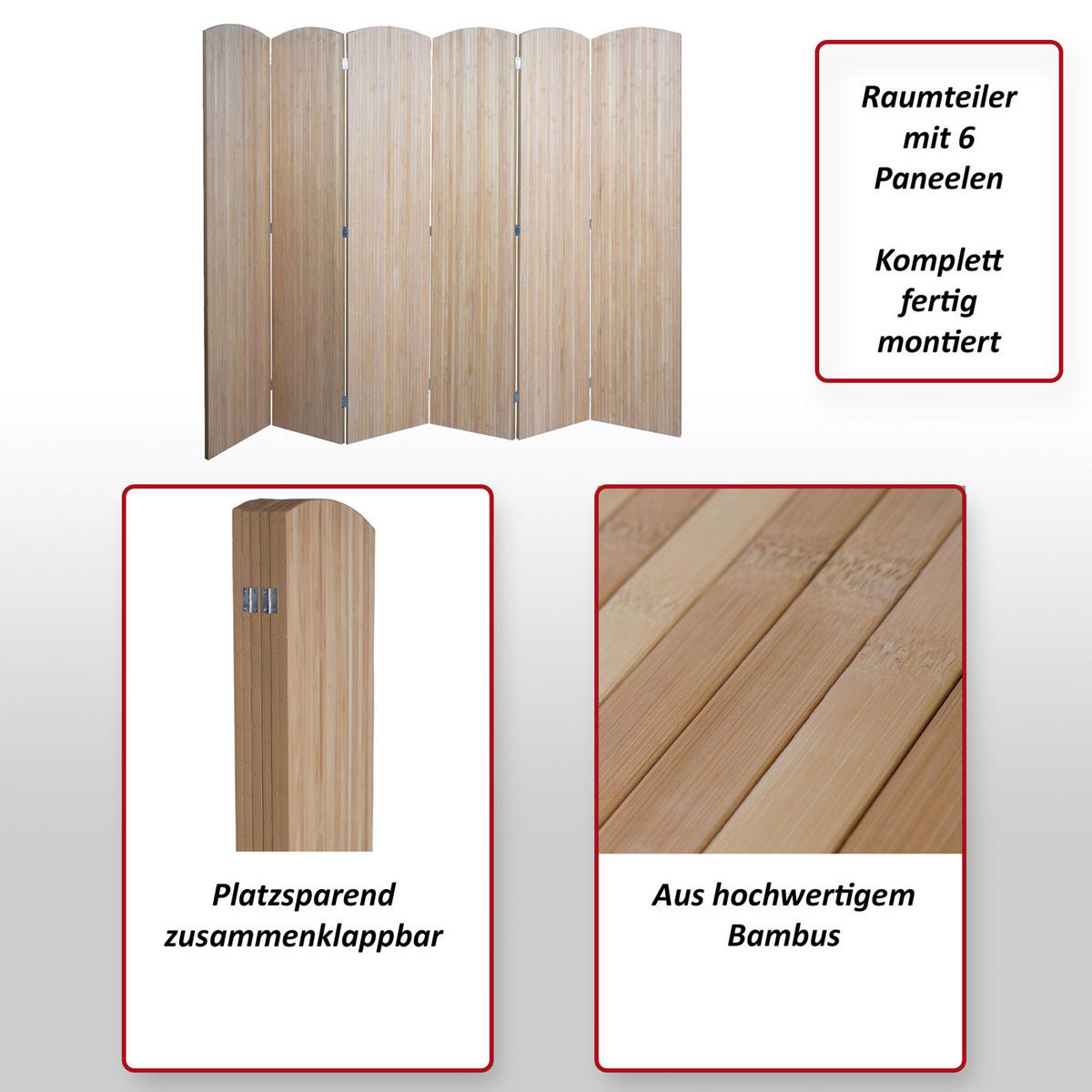 PARAVENT Braun - Braun, Holz (245/170/2cm) - MCW