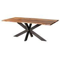 BAUMTISCH Akazie 240x100x74 natur lackiert / Epoxid schwarz, Kreuzgestell anthrazit glänzend EPOXY - Braun, Holz (100/240/74cm) - Massivmoebel24