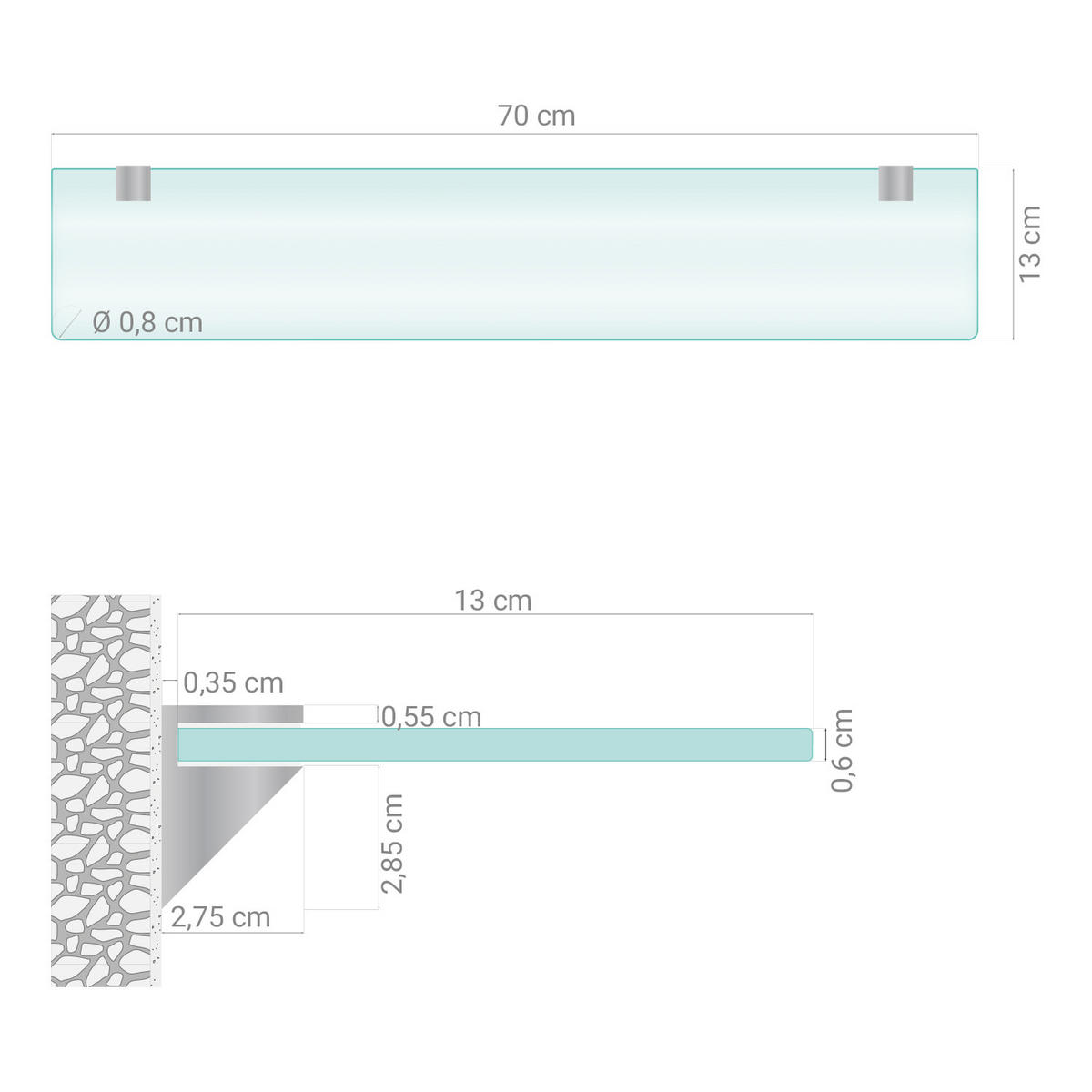 GLASREGAL Milchglas - 70x13 cm - Transparent, Glas (70/0.6/13cm) - TULUP