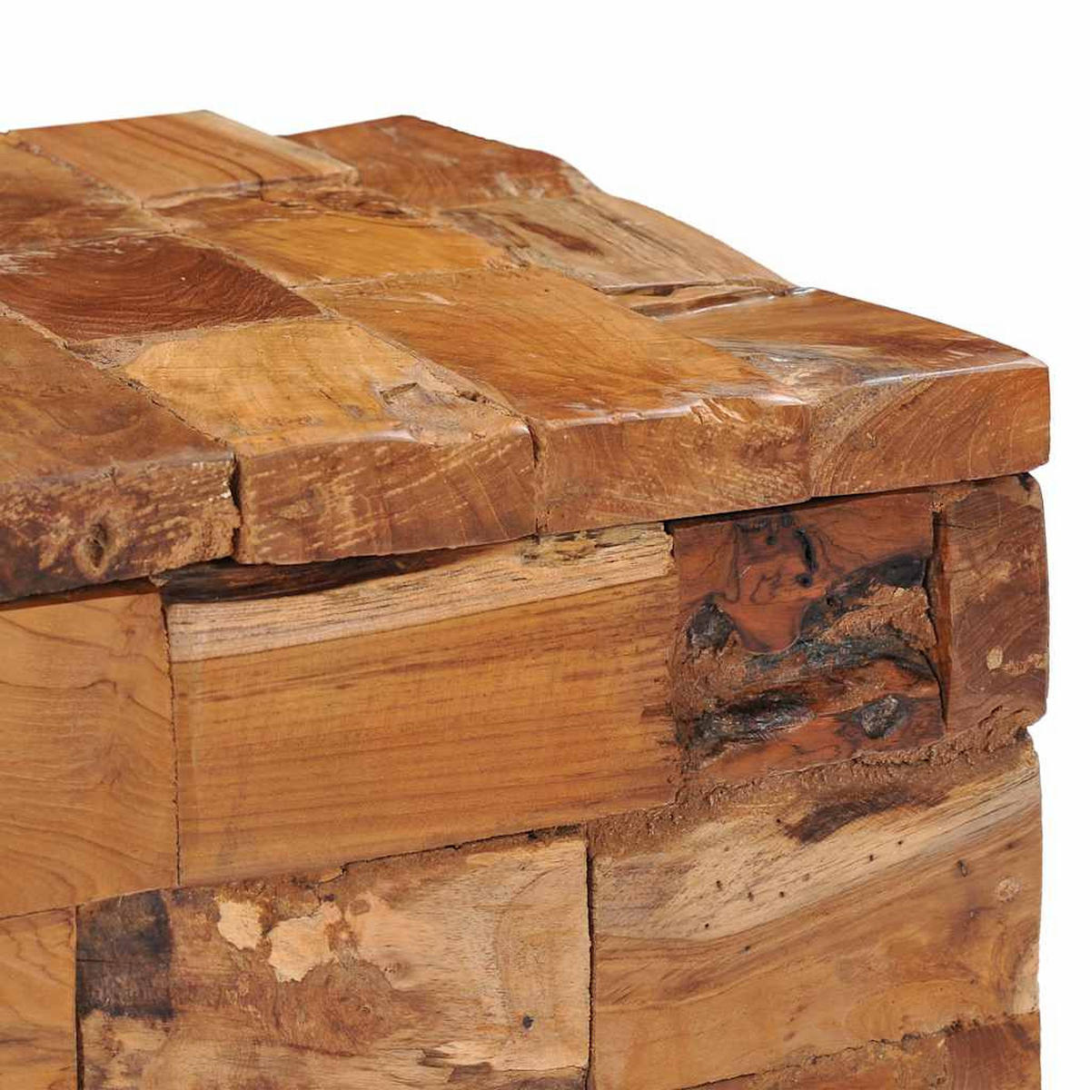 HOCKER Mit Stauraum Massivholz Teak - Braun, Holz (40/45/40cm) - vidaXL