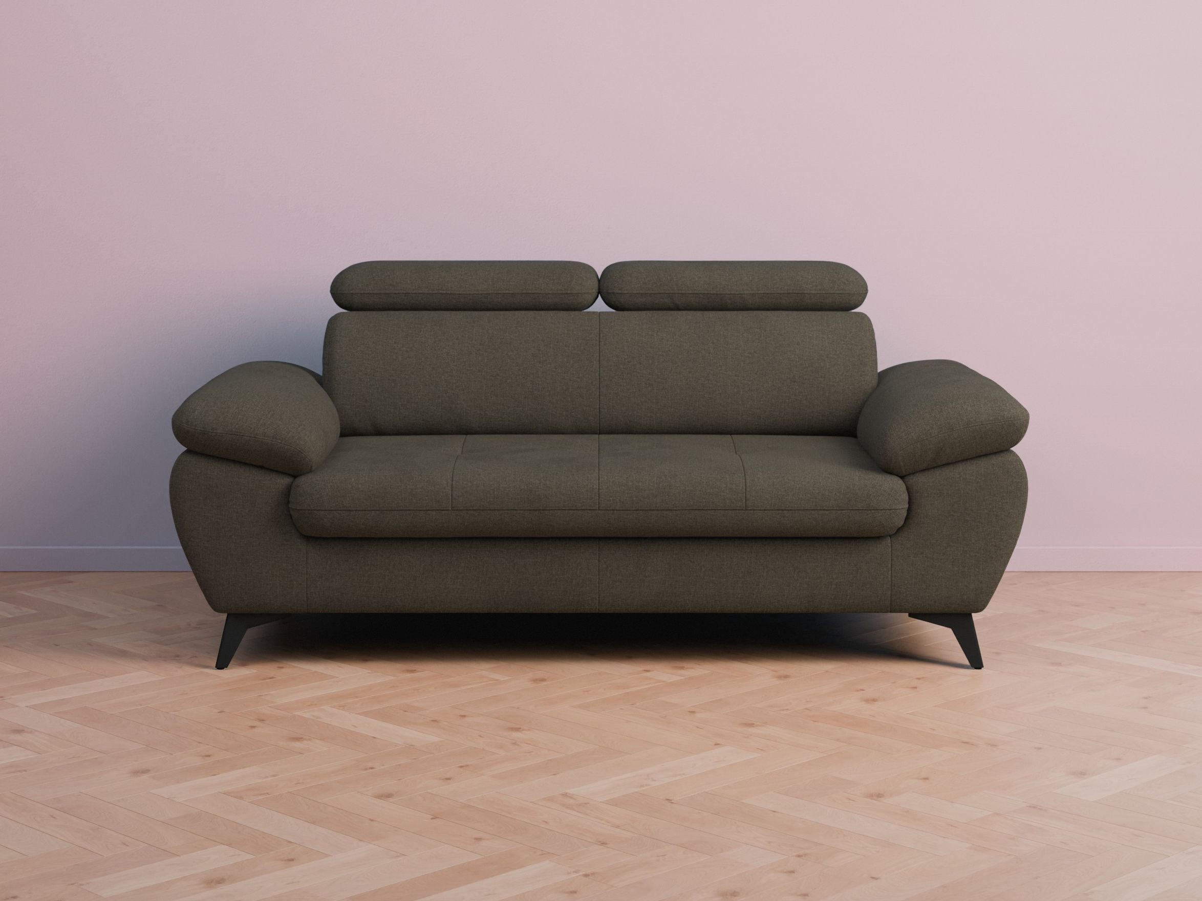 2,5-SITZER Karlstad Chenille Braun verstell. Kopfstützen B 194 cm - Dunkelbraun, Kunststoff/Textil (194/84/100cm) - foamnova