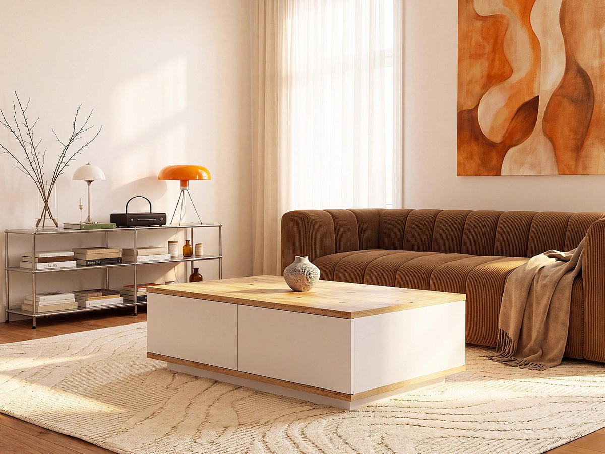 COUCHTISCH - 90 cm x 60 cm - holz - beige, naturfarben hell Lotula - Beige/Naturfarben, Holz (60/90/28.6cm) - Vente-Unique