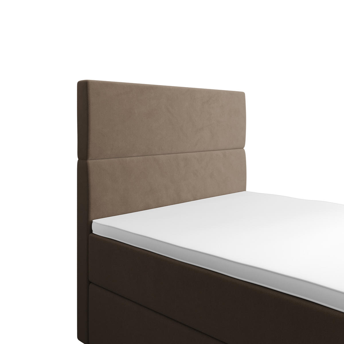 BOXBETT FLO 120x200 Itaka 48, mit Matratze H3, Bonell und Topper, Camel - Cappuccino, Holz/Textil (120/200cm) - Bedante