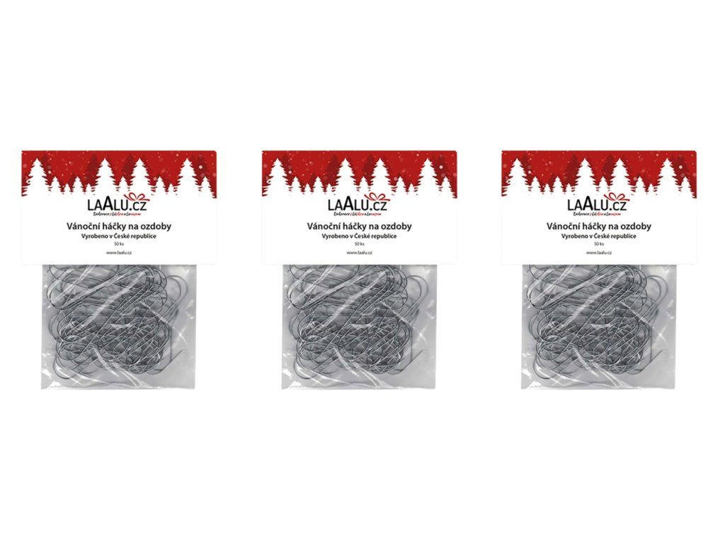 WEIHNACHTSHAKEN 150er-Set für Weihnachtskugeln 3 × 50 Stück - klassisch - Silberfarben, Metall (10/5/10cm) - LAALU