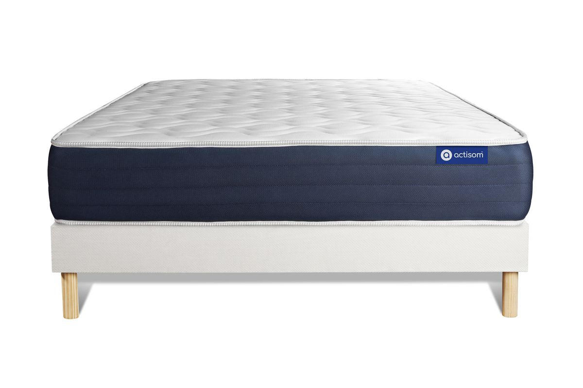 BETT Actilatex sleep Latex und Memory-Schaum 180 x 220 cm h1 - Kit Bettgestell Weiß - Beige/Weiß, Karton/Holz (180/220cm) - ACTISOM