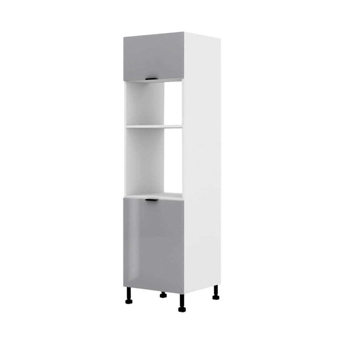 BACKOFEN-HOCHSCHRANK – 60 cm – Lunara – Grau Hochglanz - Grau, Holzwerkstoff (60/203/56cm) - hi-markt