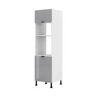 BACKOFEN-HOCHSCHRANK – 60 cm – Lunara – Grau Hochglanz - Grau, Holzwerkstoff (60/203/56cm) - hi-markt