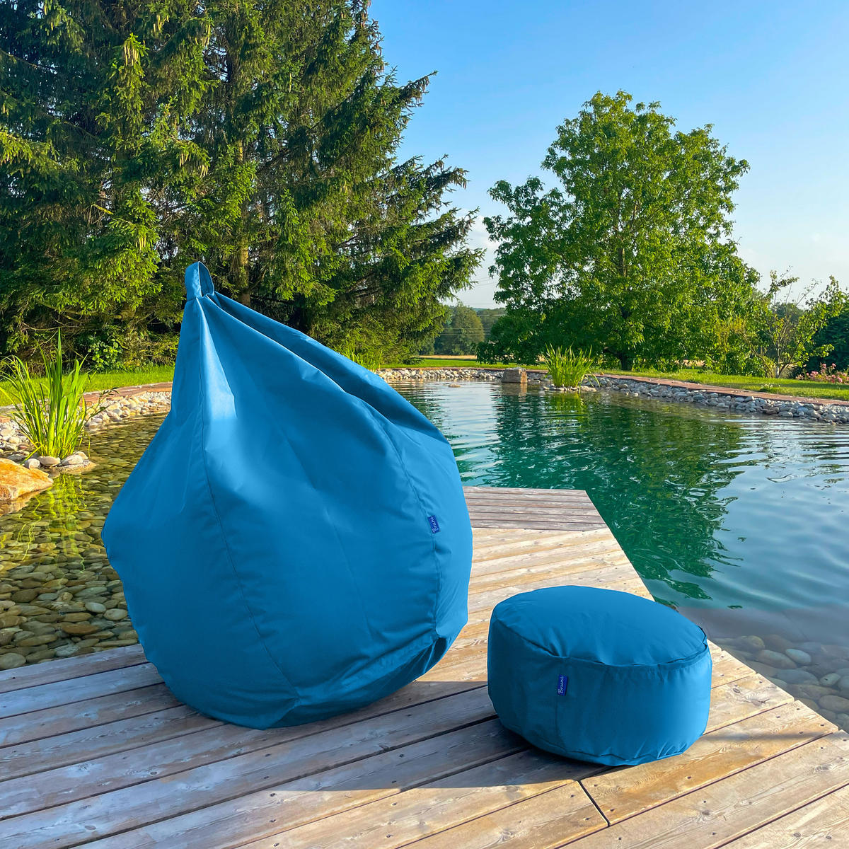 POUF M blau - Blau, Textil (500/200/500cm) - Bruni
