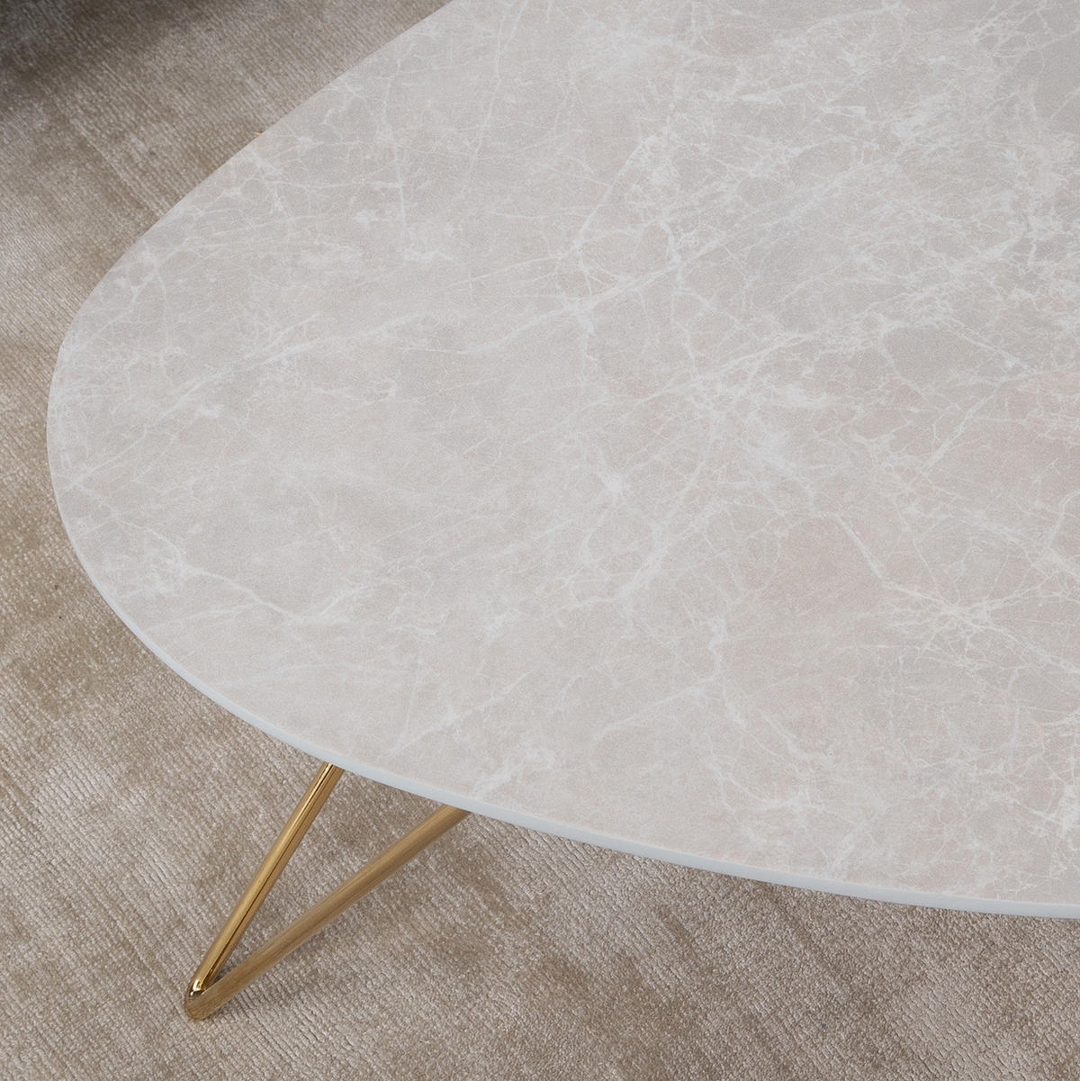 COUCHTISCH - Marmor Hellgrau Dekor / Gold - Hellgrau, Holzwerkstoff/Metall (60/90/42cm) - home24