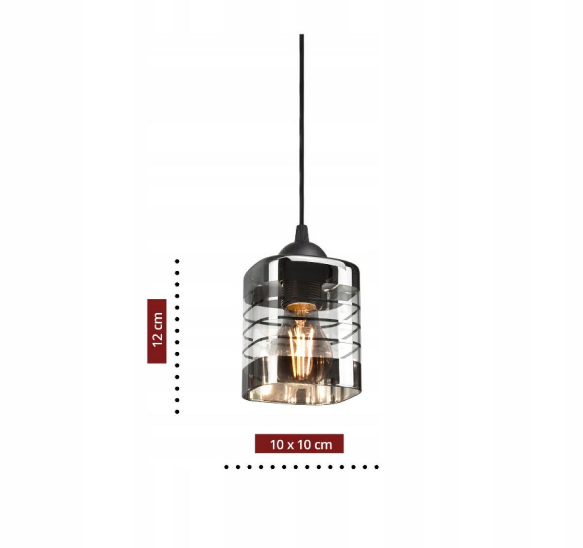 PENDELLEUCHTE TRAGLAS - Transparent/Schwarz, Glas/Metall (10/55/80cm) - kiki design