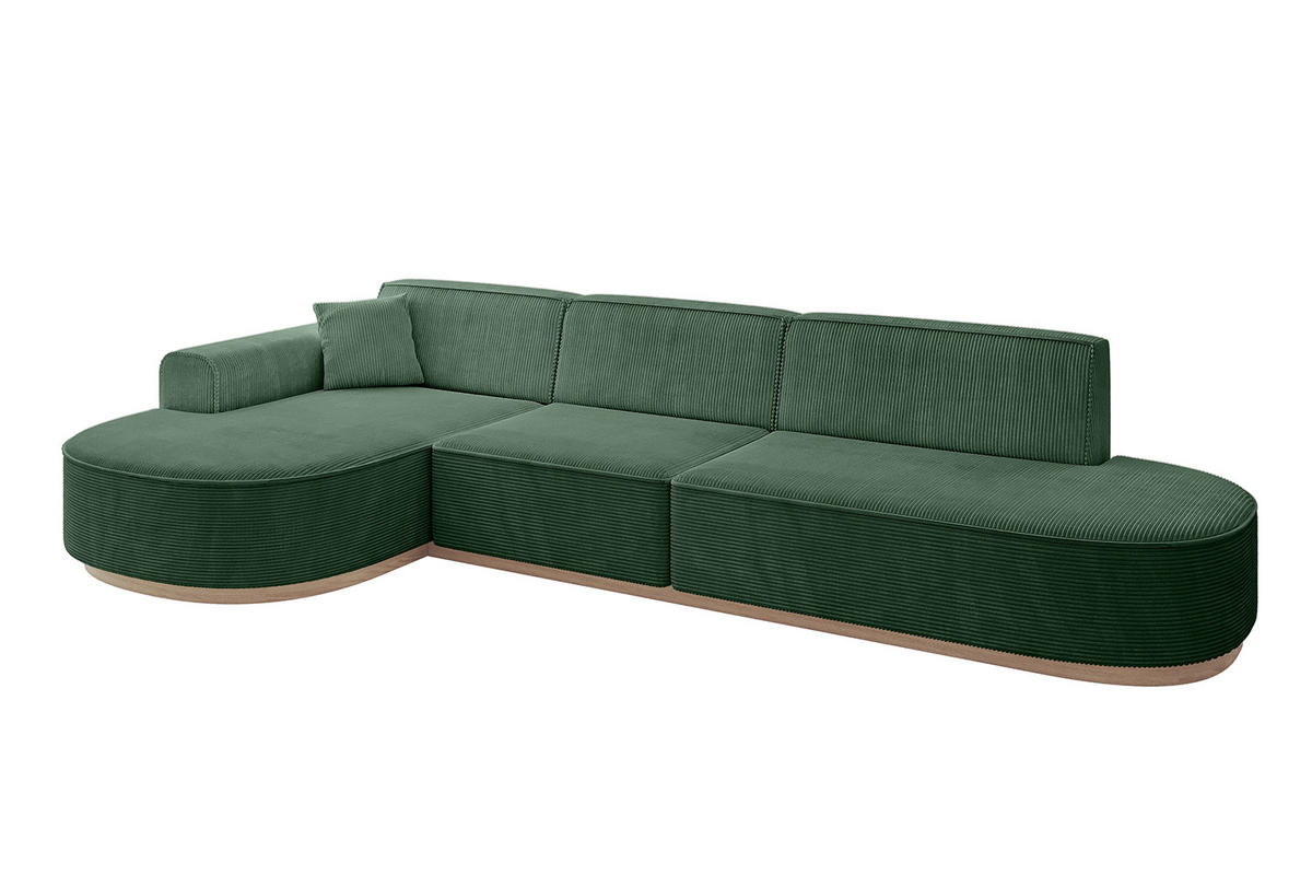ECKSOFA Ottomane Links MARI-L2-v1 - 328x171x83 cm Grün Cord - Grün, Holzwerkstoff/Textil (328/171cm) - ALTDECOR