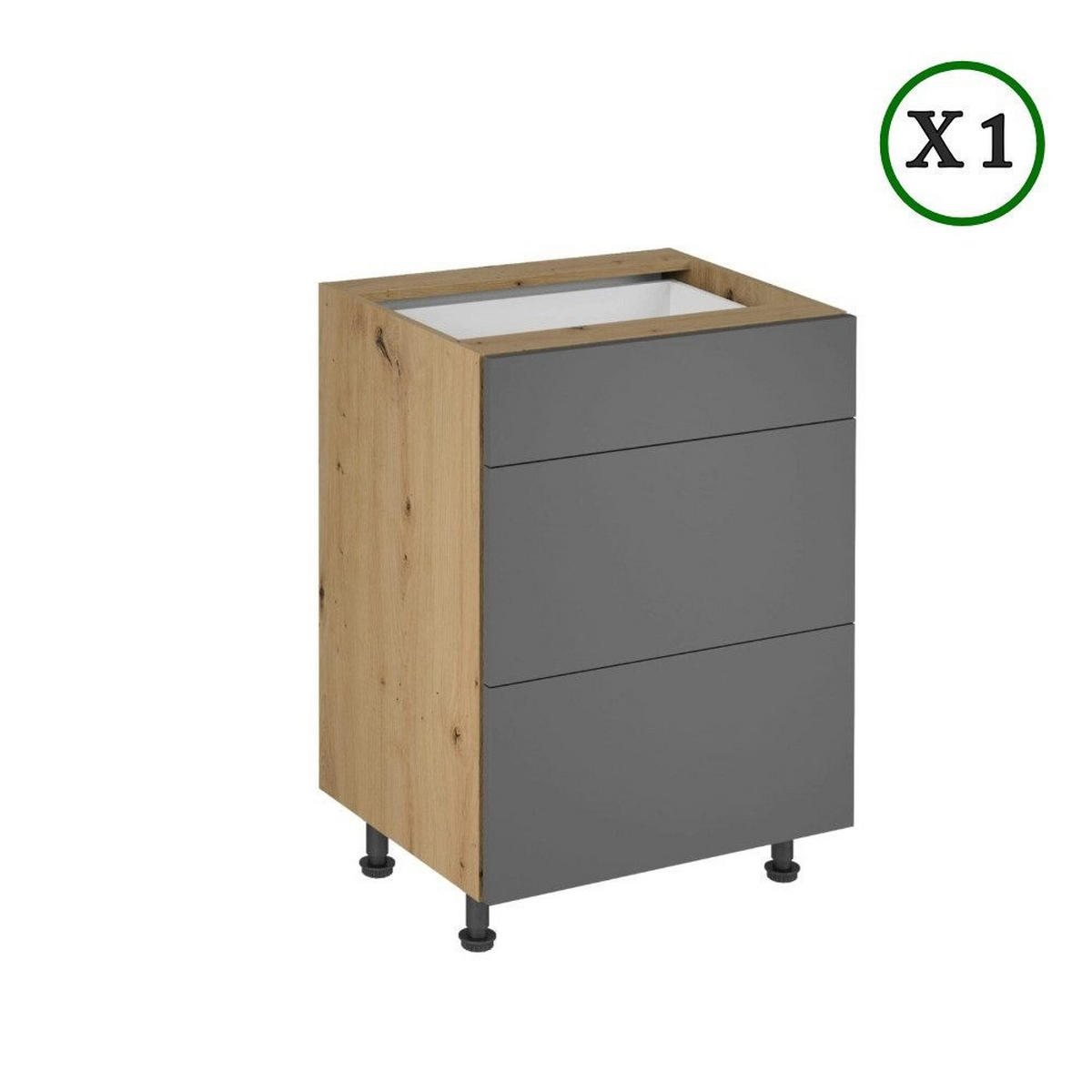 KÜCHENZEILE 260 cm - Langen K17-M240 - in Artisan Eiche / Grau - Eiche Artisan/Grau, Holz (240/248/58cm)