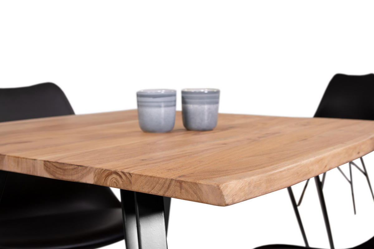 ESSTISCH CELIA - Beige/Schwarz, Holz/Metall (90/90/77cm) - SAM