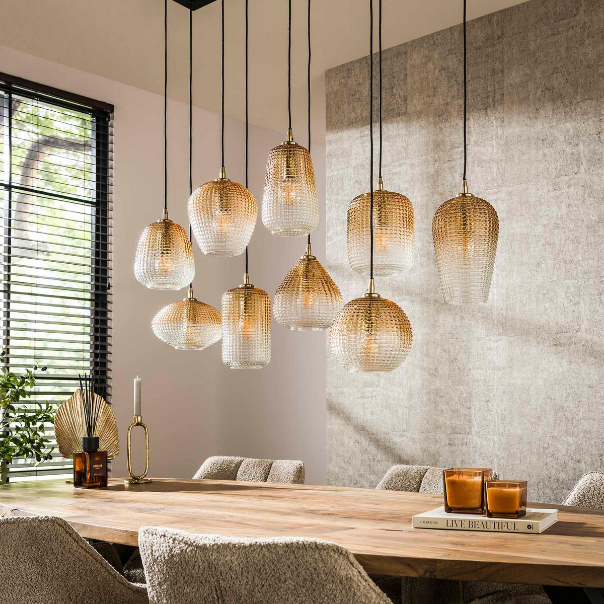 HÄNGELEUCHTE Dot Beige 40/120/ 150 cm - Beige, Glas (40/120/150cm) - Hoyz Collection