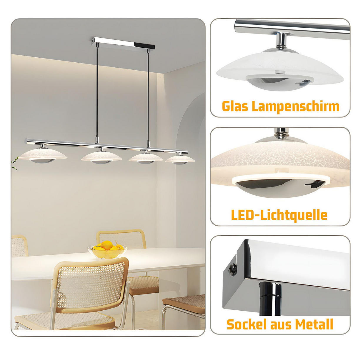 HÄNGELEUCHTE Zorvq 35/133/64 cm - Alufarben, Metall (64/35/133cm) - ZMH