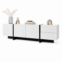 TV-LOWBOARD aus MDF und Spanplatte 190x35x45 cm Weiß/Schwarz mit 3 Türen und 2 Schubladen - Weiß, Holzwerkstoff (190/45/35cm) - IVMEU