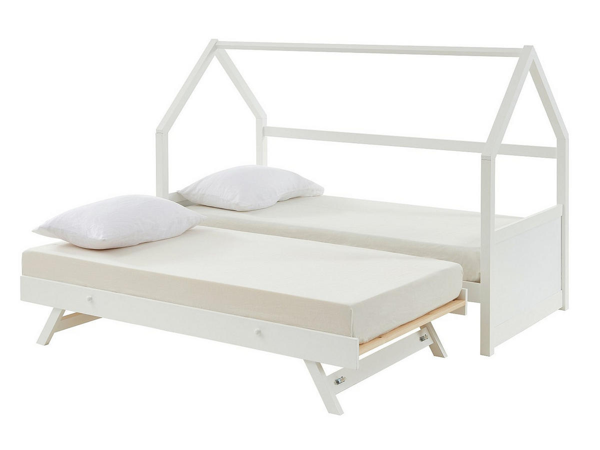 HAUSBETT - 1 Person - Holz, Platte - Weiß - - Weiß, Holz (90/190cm) - Vente-Unique
