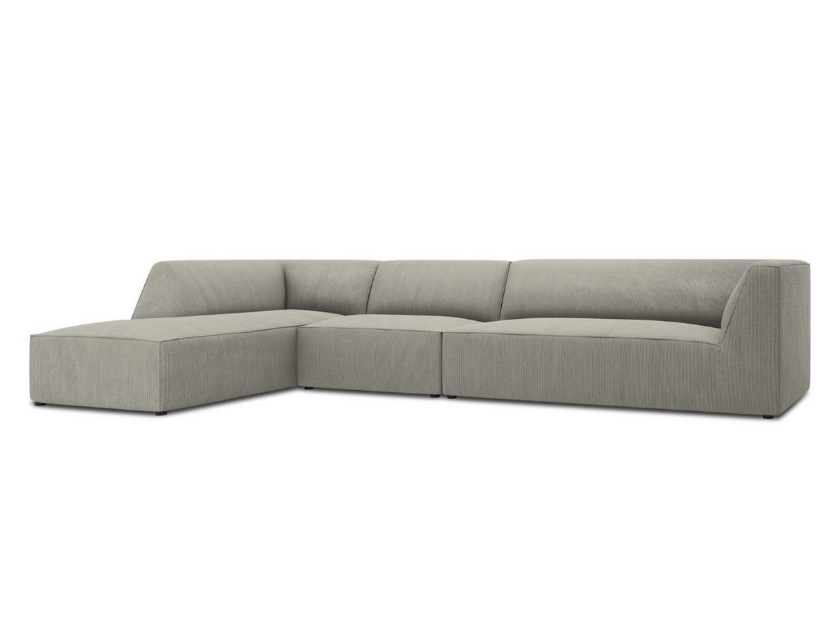 ECKSOFA links Ruby aus Cord hellgrau 5 Sitzplätze - Hellgrau, Textil (180/366cm) - Micadoni