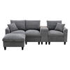 ECKSOFA L-Form 4-Sitzer mit USB-Anschlüssen & Armlehnen Aufbewahrungstaschen Cord Grau 229/149,5/83 cm - Grau, Textil (229/149.5cm) - OKWISH